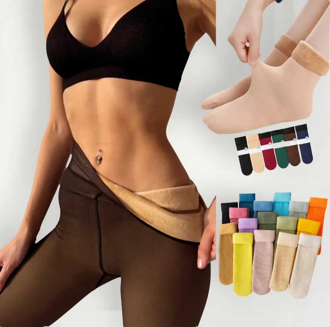 1 Can Can Efecto Piel + 2 Medias Cortas Polar Mujer Termicas