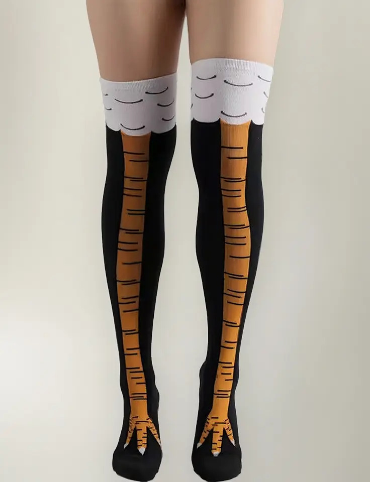 1 Par Medias Largas Bucaneras Pata De Pollo Algodón Unisex - Imagen 3
