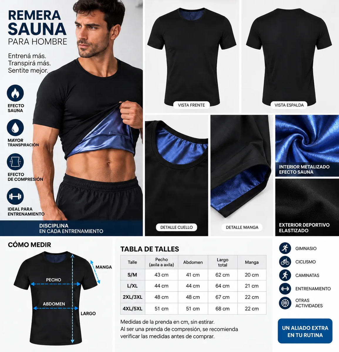 Camiseta Sauna Entrenamiento Compresion Remera Transpira - Imagen 3