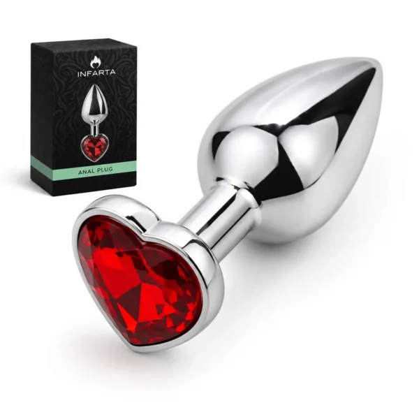 Plug anal corazón metálico chico rojo