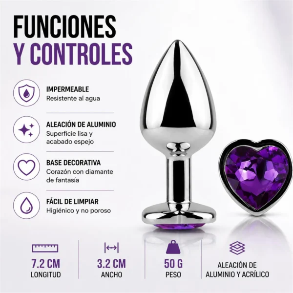 Plug anal corazón chico violeta, otra vista