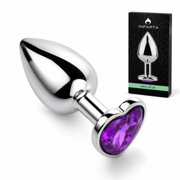 Plug anal corazón metálico chico violeta