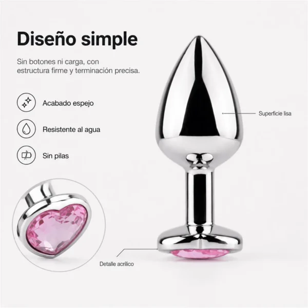 Plug anal corazón chico rosa, otra vista
