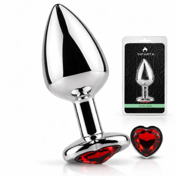 Plug anal corazón metálico mediano rojo