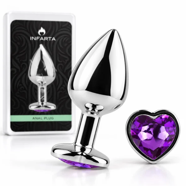 Plug anal corazón metálico mediano violeta