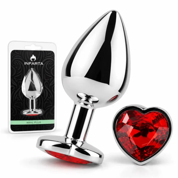 Plug anal corazón metálico grande rojo