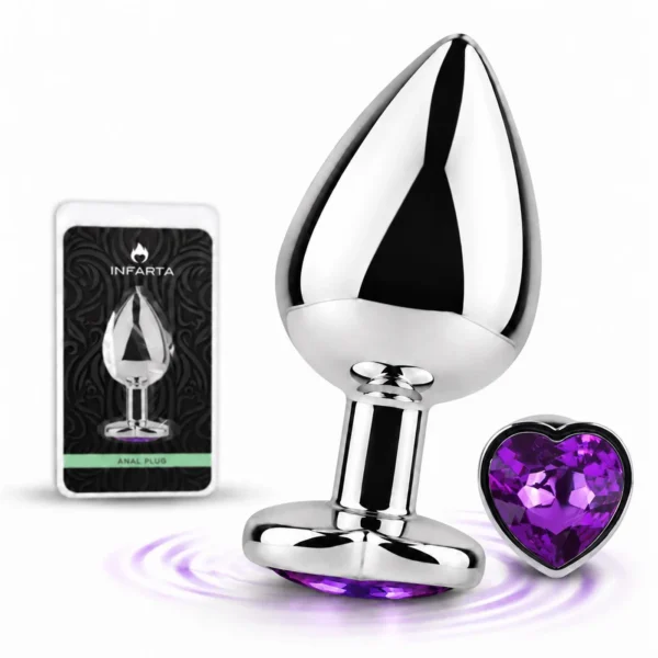 Plug anal corazón metálico grande violeta