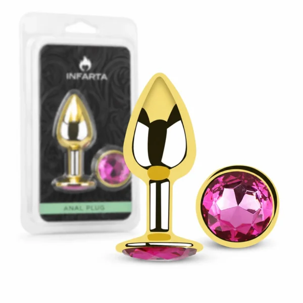 Plug anal Eros dorado con joya rosa