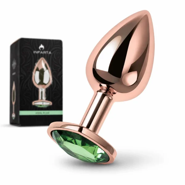 Plug anal metálico Heart Love Rose chico verde