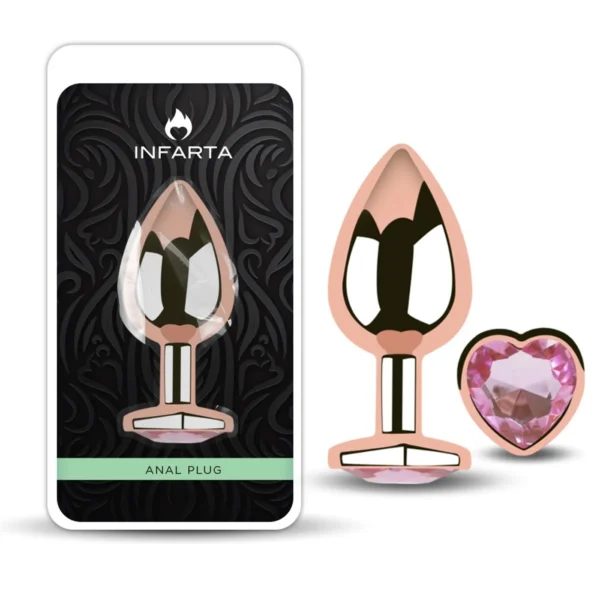 Plug anal corazón rose gold con joya rosa
