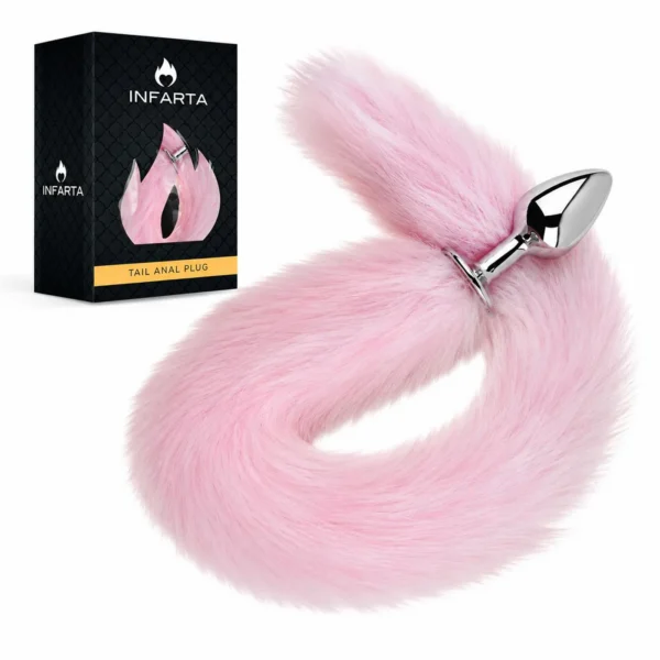 Plug anal metálico con cola rosa