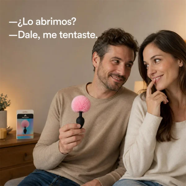 Plug anal cola de conejo chico rosa, otra vista