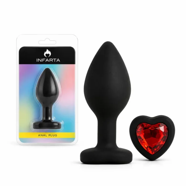 Plug anal Corazón Love de silicona chico con joya roja