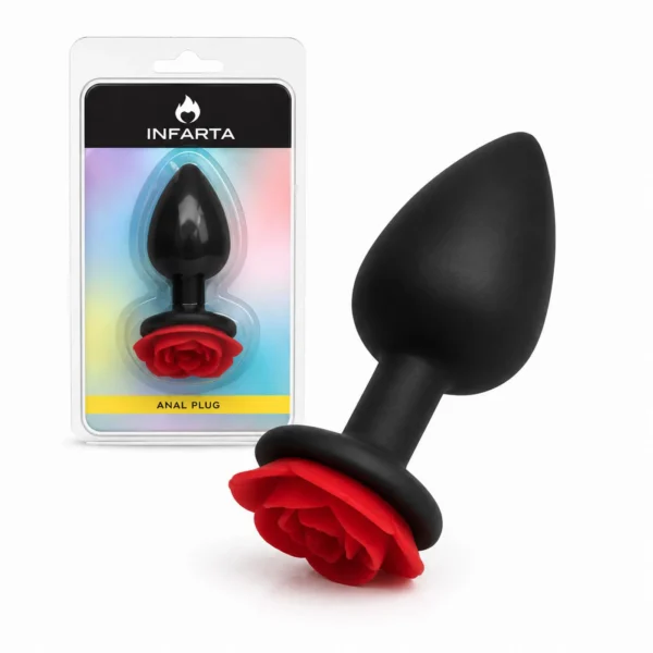 Plug anal Flower de silicona chico rojo