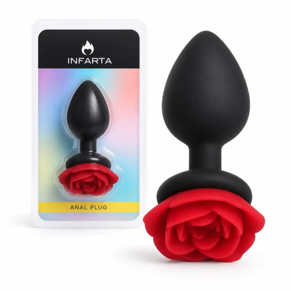 Plug Anal Flower de Silicona Mediano Rojo
