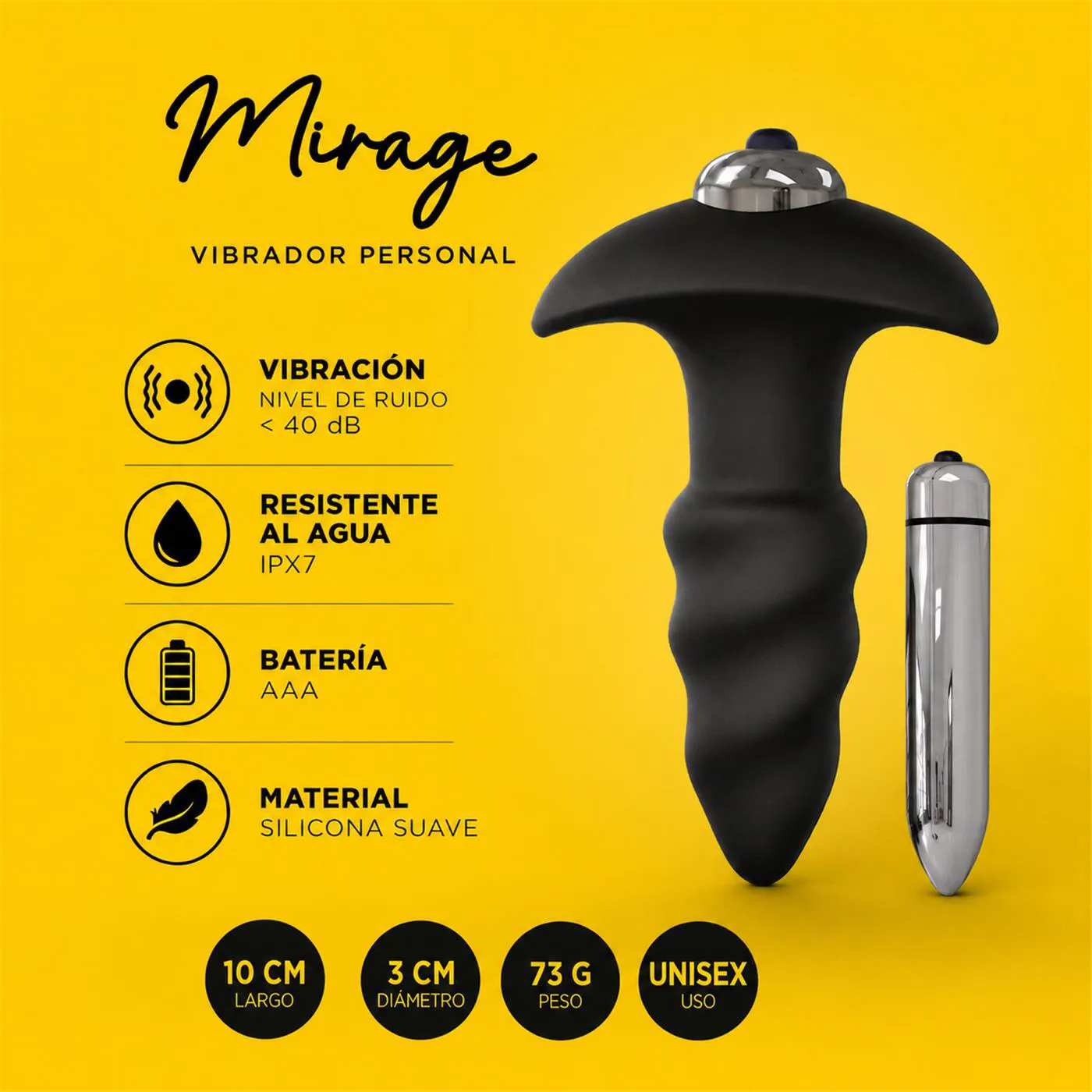 Plug Anal Vibrador Mirage, otra vista